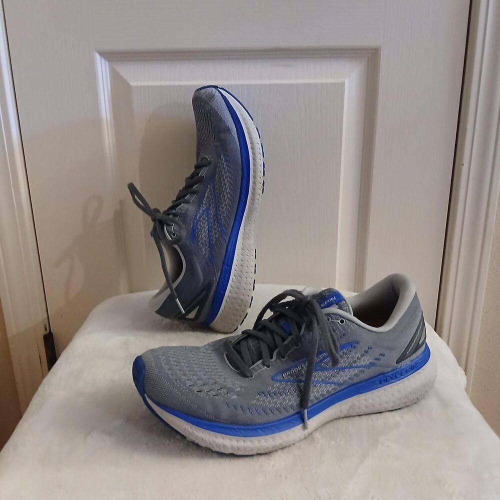Brooks Glycerin 19 Running Shoes Gray Blue Mens Size 12 Athletic Fitness Workout